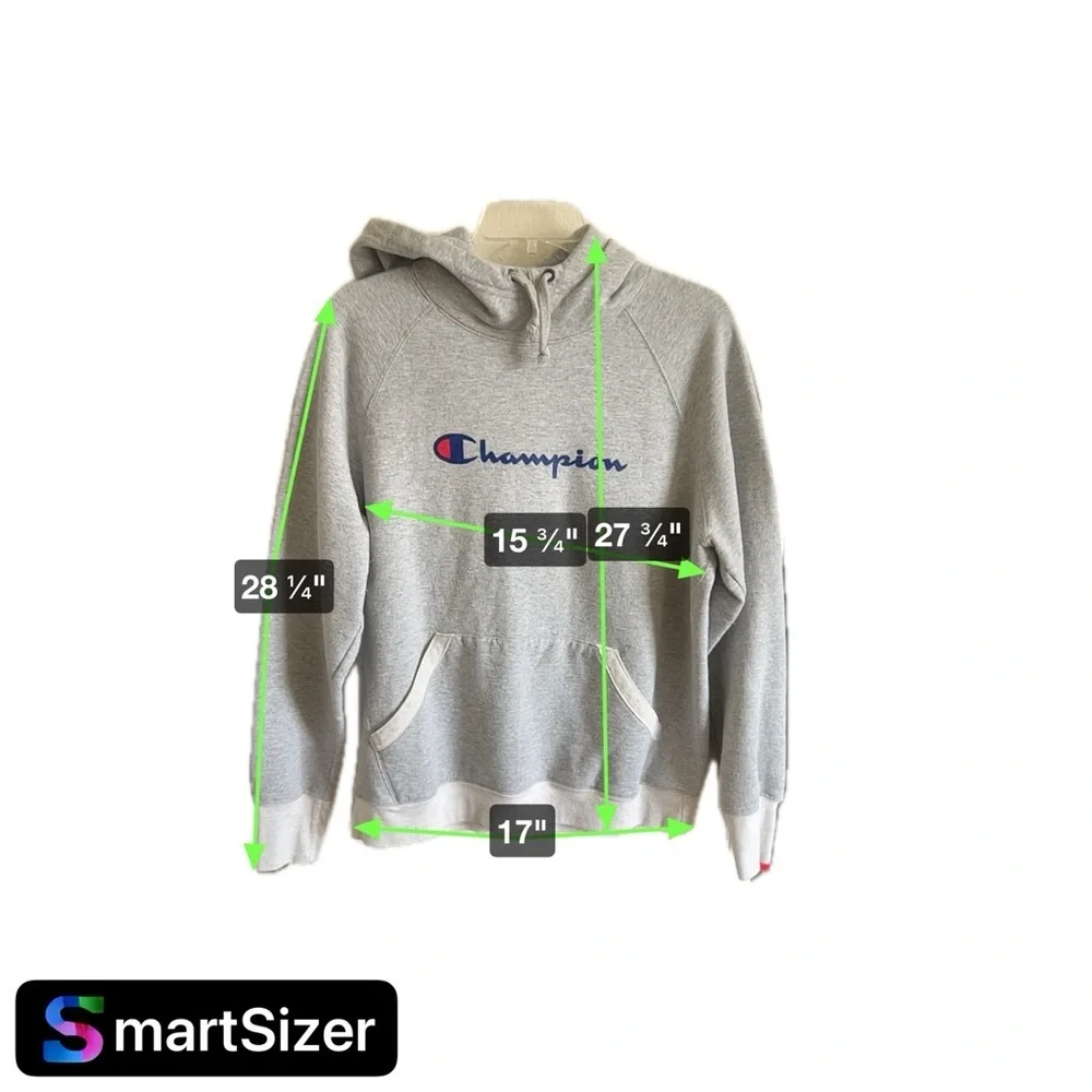 Champion grey hoodie with embroidered logo on the chest - Picture 3 of 3